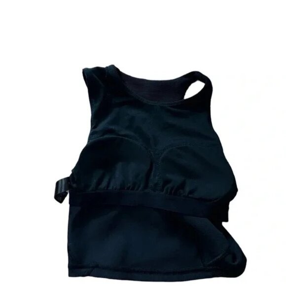 LULULEMON- Ribbed Asymmetrical Yoga Tank Top Black Sz 2 - Picture 4 of 6